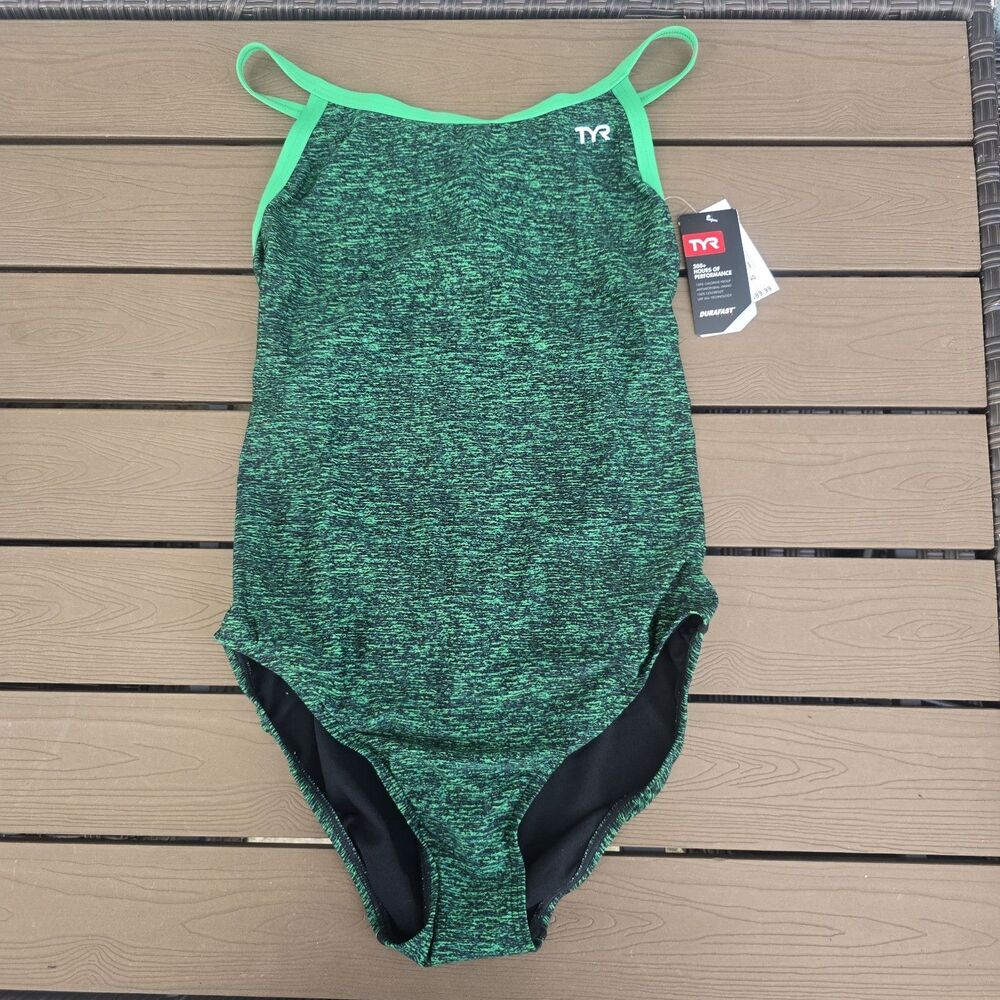TYR Women Durafast Elite Green Lapped Diamondfit One Piece Women Swim Sz 40 New